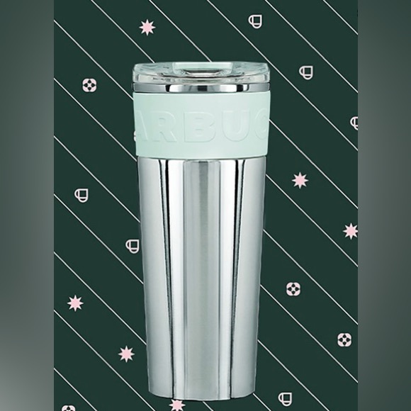 Starbucks Cold Brew Cup Mint Green Stainless Steel Rubber Grip Tumbler 16oz New - Picture 4 of 10